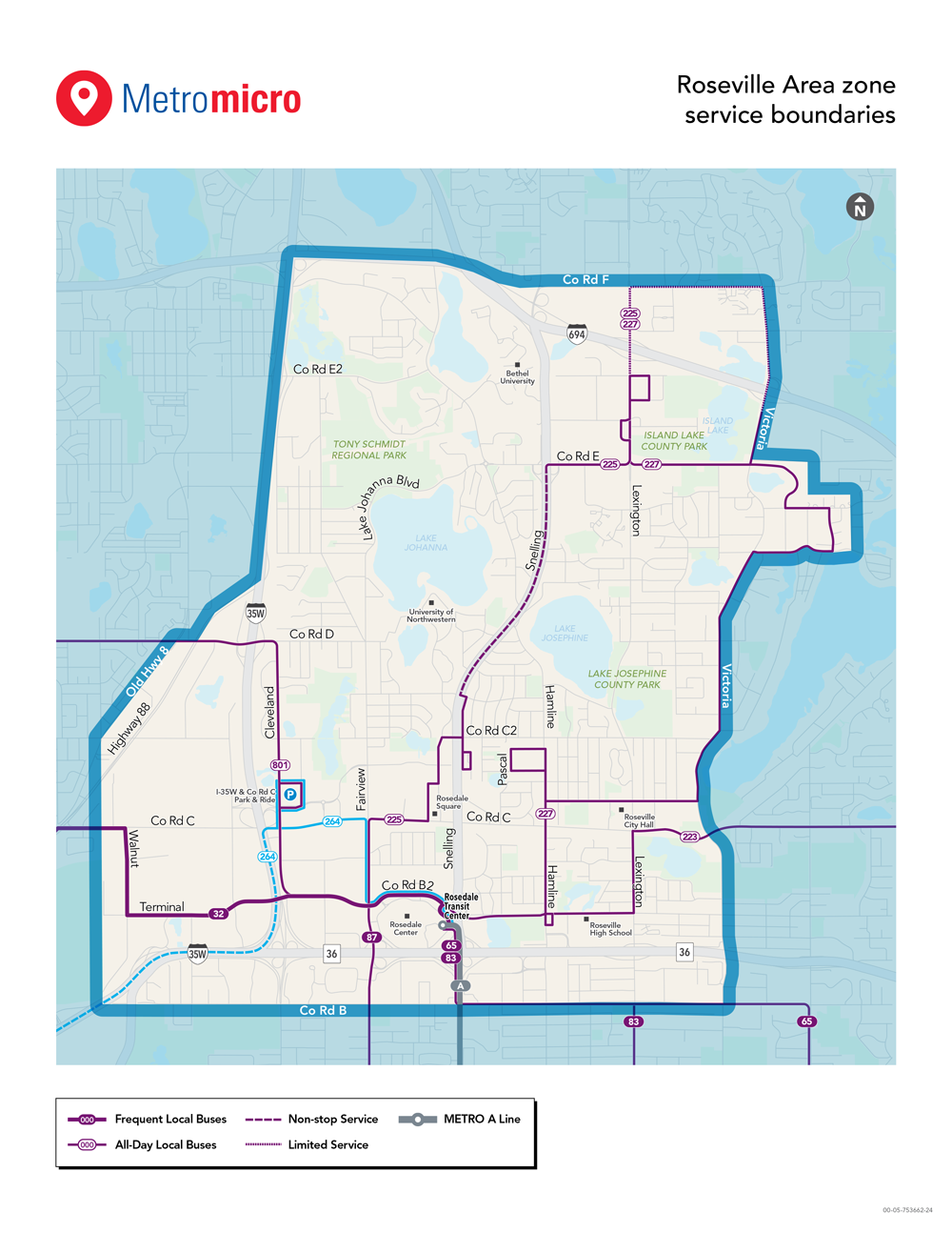 Map of Roseville service area
